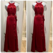 ALVINA VALENTA LONG SILK RED MOCK NECK  MERMAID DRESS SIZE 12 for sale  Shipping to South Africa