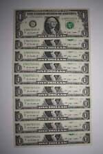 10 billetes de dólar consecutivos en serie # de EE. UU. sin circular en cartera de 10 bolsillos segunda mano  Embacar hacia Argentina
