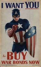 Pôster de propaganda Capitão América comprar títulos de guerra dos EUA Marvel Avengers EUA comprar usado  Enviando para Brazil