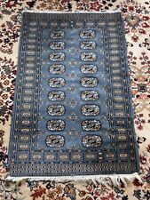 Tapete de lã feito à mão Bokhara azul cinza 3x4, usado comprar usado  Enviando para Brazil