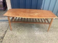 Vintage Mid Century Brown Teak Veneer Coffee Table with Shelf Project TLC for sale  Shipping to South Africa