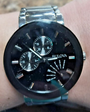 Bulova relógio masculino quartzo preto mostrador múltiplo pulseira de prata 40mm 96C105 comprar usado  Enviando para Brazil