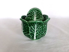 Vintage BORDALLO PINHEIRO CABBAGE SUGAR JAM JELLY CONDIMENT BOWL w/ SLOTTED LID, used for sale  Shipping to South Africa