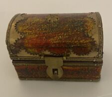 Used, Italian Rivival Antique Solid Wood and Brass Treasure Chest Trinket Box 3.5”x2” for sale  Shipping to South Africa