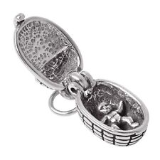 Baby Moses in Basket Movable 3D 925 Solid Sterling Silver Charm Opens USA MADE for sale  Shipping to South Africa