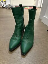 Botas occidentales Steve Madden Kendal de cuero verde vaquero con cremallera al tobillo 7,5 M, usado segunda mano  Embacar hacia Argentina