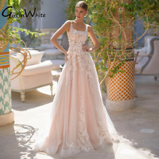 Romantic Square Neck Wedding Dress A Line Court Train WeddingGown Lace Appliques, used for sale  Shipping to South Africa