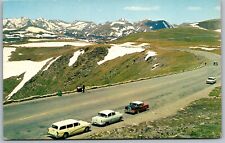 Cartão postal Rocky Mountain National Park Colorado década de 1950 Trail Ridge carros de estrada comprar usado  Enviando para Brazil