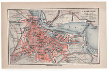 Amsterdam - plan miasta, mapa - litografia około 1898 roku na sprzedaż  Wysyłka do Poland