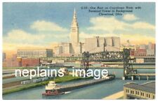 Cleveland Ohio - Barco de minério no rio Cuyahoga, torre terminal - década de 1940 comprar usado  Enviando para Brazil