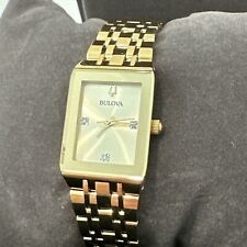 Bulova Quadra relógio feminino quartzo diamante acento ouro 20mm 97P140 comprar usado  Enviando para Brazil