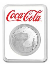 Usado, Bolsa de regalo Coca-Cola® 1 oz oso polar de plata redonda en TEP y terciopelo azul segunda mano  Embacar hacia Mexico