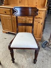 Vintage Antique Brown Wooden Dining Chair with Cream Fabric Seat for sale  Shipping to South Africa
