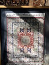 Extremely Fine Small Hereke Handmade Pure Silk Rug Turkish Carpet Glazed Frame, used for sale  Shipping to South Africa