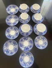 Usado, Vintage Howo Noritake Phoenix Azul Branco Japonês Oriental 6 xícaras e 13 pires comprar usado  Enviando para Brazil