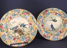 Vintage Daher Decorated Ware Chintz Tin Plates with Blue Birds -Holland, used for sale  Shipping to South Africa