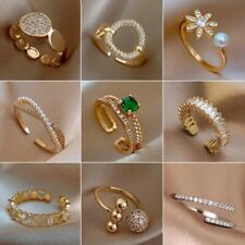 Usado, Anillo para dedos de circón enchapado en oro 2024 para mujeres boda anillo abierto ajustable joyería segunda mano  Embacar hacia Argentina