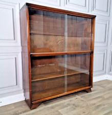 Vintage Mid-Century Herbert E. Gibbs Solid Wood Bookcase Cabinet Shelves Glass, used for sale  Shipping to South Africa