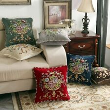 Funda de almohada bordada retro sofá funda cojín decoración del hogar floral vintage* segunda mano  Embacar hacia Mexico