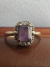 Vintage 9ct Yellow Gold Amethyst & Diamond Ring ~ 2.44 Grams ~ Size - N½ for sale  Shipping to South Africa