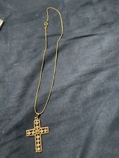 gold-toned cross necklace with clear rhinestones for sale  Shipping to South Africa