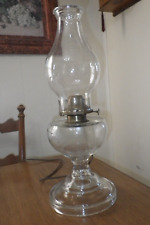 Lámpara de aceite de vidrio transparente de colección chimenea abultada con cuentas #2 quemador eléctrico con cable #5, usado segunda mano  Embacar hacia Argentina