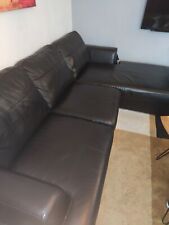 black leather sofa chaise for sale  PETERBOROUGH