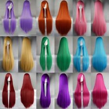 Peruca inteira Feminino 100cm/39" Anime cosplay liso longo festa cabelo resistente ao calor comprar usado  Enviando para Brazil