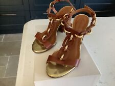 Brown leather sandals for sale  INGATESTONE