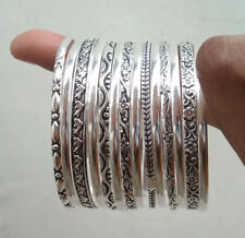 14 Set Of Silver Bangles Solid 925 Silver Handmade Stackable Women Bangle, used for sale  Shipping to South Africa