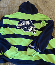 SEATTLE SEAHAWKS Football Rugby Style Hooded Long Sleeve 2XL Shirt NFL Free Ship for sale  Shipping to South Africa