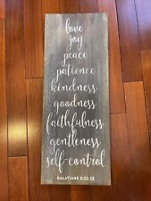 Bible Verse Wall Art Decor Scripture WOOD White Paint Galatians 5:22-23 for sale  Shipping to South Africa