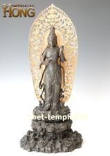 48 cm China art deco bronze Lotus Kwan-Yin Bodhisattva Avalokitesvara sculpture for sale  Shipping to Canada