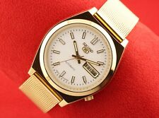 Relógio de pulso masculino vintage antigo Seiko 5 branco automático japonês 37,5 mm comprar usado  Enviando para Brazil