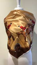 Cachecol vintage rico colorido tema cavalo equestre enrolado à mão 31,5" x 31", usado comprar usado  Enviando para Brazil