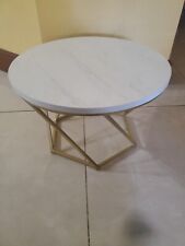  Mesa de centro redonda de mármore sintético dourado e branco comprar usado  Enviando para Brazil