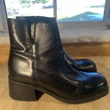 Used, DIBA "BARRIE" Vintage Chunky Heel Black Leather Ankle Boots Size 10 Womens for sale  Shipping to South Africa