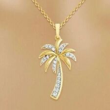 2 Ct Round Cut Simulated Diamond Palm Tree Charm Pendant 14K Yellow Gold Plated for sale  Shipping to South Africa