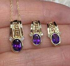 gold necklace amethyst key for sale  Stamford