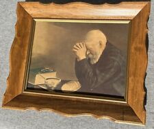 Vintage Print Grace Eric Enstrom Vintage Art Man Praying Wood Frame Belart for sale  Shipping to South Africa