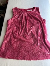 Calvin Klein Women’s Pre-Owned Fuchsia Sequin Sleeveless Top SZ S, used for sale  Shipping to South Africa