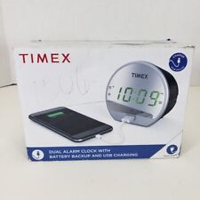 Usado, Timex RELOJ DESPERTADOR Digital Doble con Cargador de Teléfono USB Acabado Espejo LED Plateado segunda mano  Embacar hacia Argentina