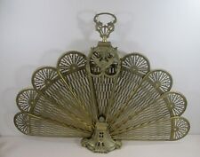 Vintage Art Deco Ornate Brass Peacock Style Cameo Folding Fan Fire Screen, used for sale  Wallingford