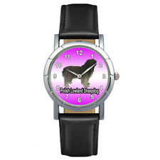Polish Lowland Sheepdog Mens Ladies Genuine Leather Quartz Wrist Watch SA1136 for sale  Shipping to United Kingdom