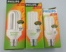 3x 11W / 18W / 20W Philips Low Energy CFL Light Bulbs BC B22 Energy Saving Lamps for sale  Shipping to South Africa