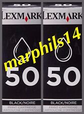 Lexmark 50 x 2. Genuine LEXMARK 50 Black  Ink Cartridges - Original 2pcs 17G0050 for sale  Shipping to South Africa