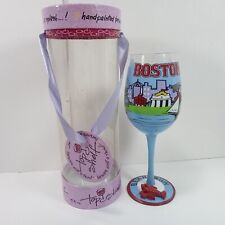 Prateleira superior pintada à mão 24ox copo de vinho Boston Beantown lembrança Massachusetts comprar usado  Enviando para Brazil