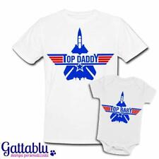Set padre figlio t-shirt + body bimbo Top Daddy e Top Baby film Top Gun inspired usato  Italia