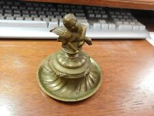 Used, Old brass paperweight ash tray boy holding a goose no damage for sale  Shipping to South Africa