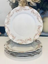 5 Theodore Haviland Limoges Porcelain Scalloped Gold Wreath Roses Dinner Plates for sale  Shipping to Canada